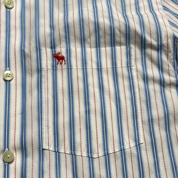 Abercrombie & Fitch Mens Muscle Button Down Shirt, Red, Blue, White, size XL - Picture 2 of 10